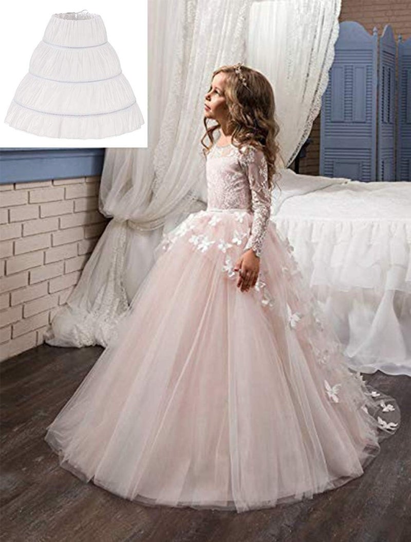 METEMEI Girls' 3 Hoops Petticoat Full Slip Flower Girl Crinoline Skirt - Image 3